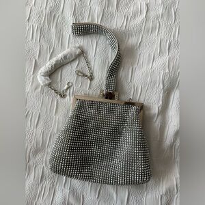 Source Unknown Silver Beaded Clutch